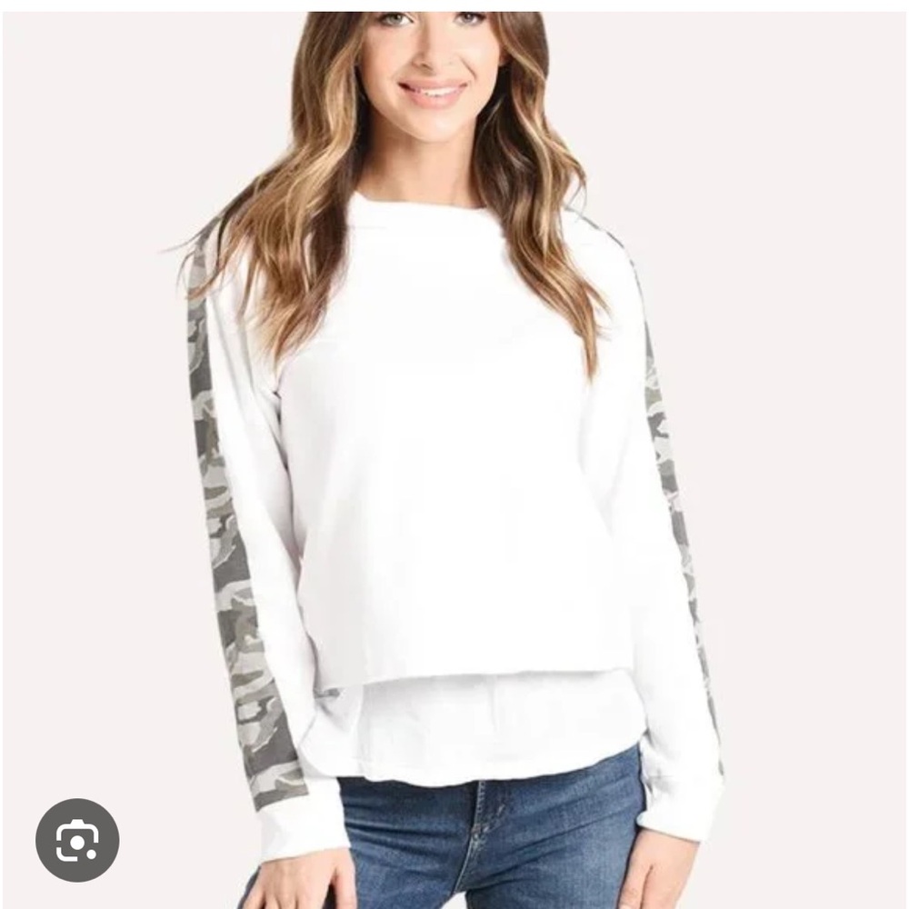 Monrow Camo Side Stripe Sweatshirt Size s